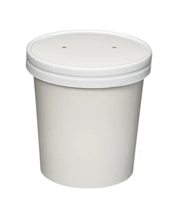 White Paper Food Cup with Vented Paper Lid